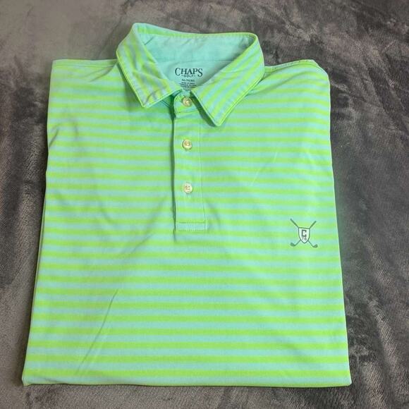 Chaps Other - Chaps Golf Stay-Dry Polo Shirt Men Sz XL Green Striped Stretch Performance